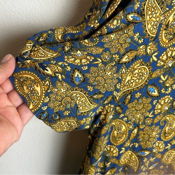 Boden Jersey Mini Dress in Harvest Gold Paisley puff sleeves size: 14R - Picture 7 of 12